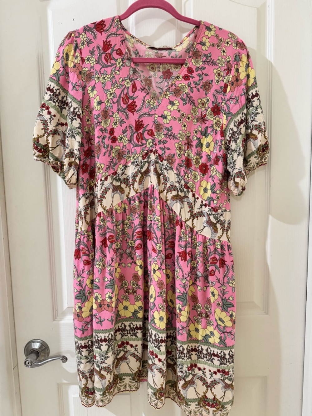 Spell & The Gypsy Vibes Pink Floral Crane Babydoll Dress | Cottagecore Boho XL
